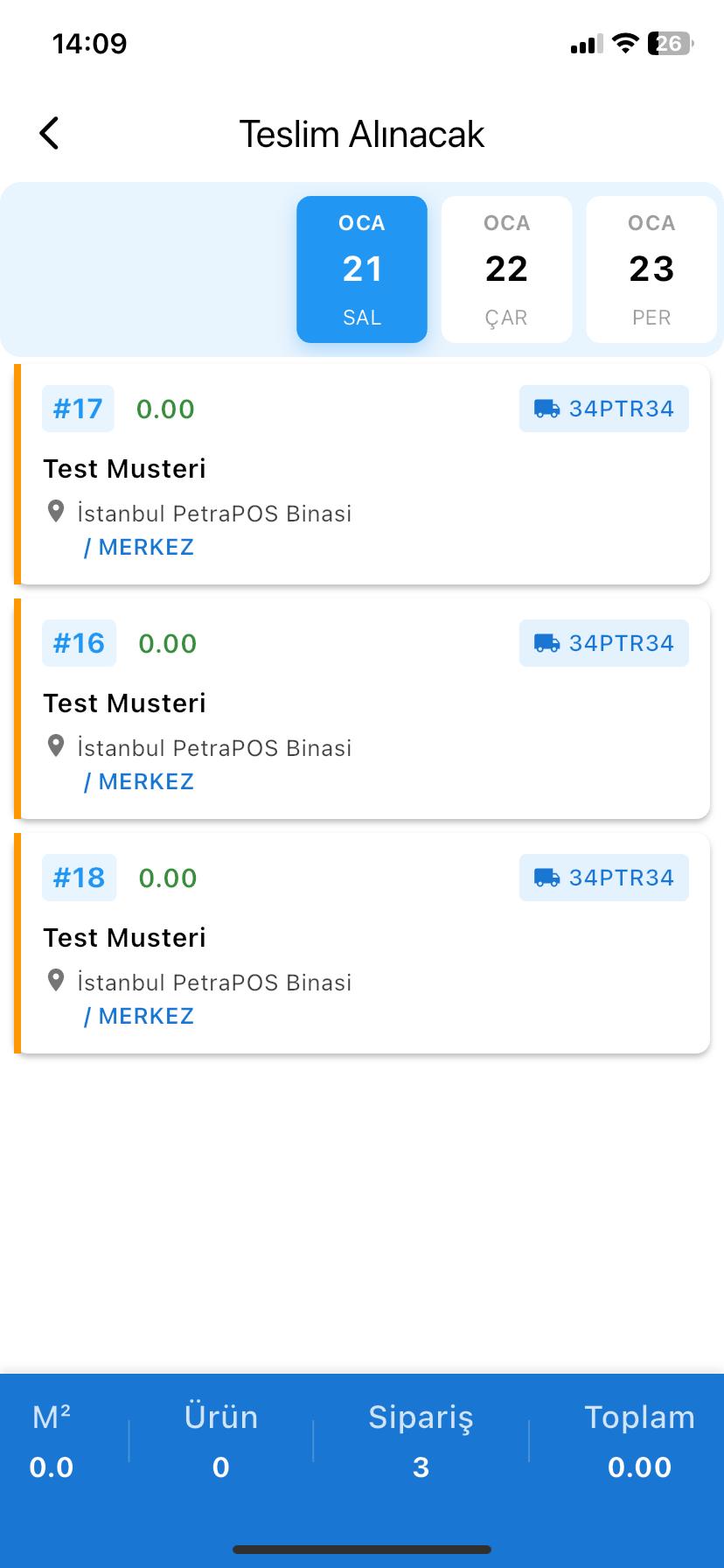 PetraPOS halı takip programı sipariş listesi